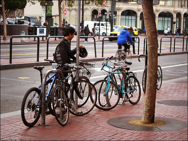 Bikes Parked on San Francisco's Market St.