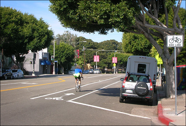 New bike lanes on Main Street in Venice, California