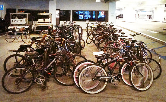 Bike racks in the parking structure at The Grove in Los Angeles